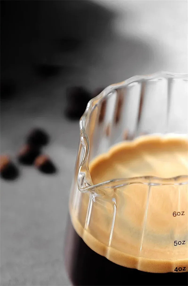 180ML Wood Handle Glass Espresso Measuring Cup Coffee Extraction Cup with scale High Temperature Resistance Milk Jug Measure Mug