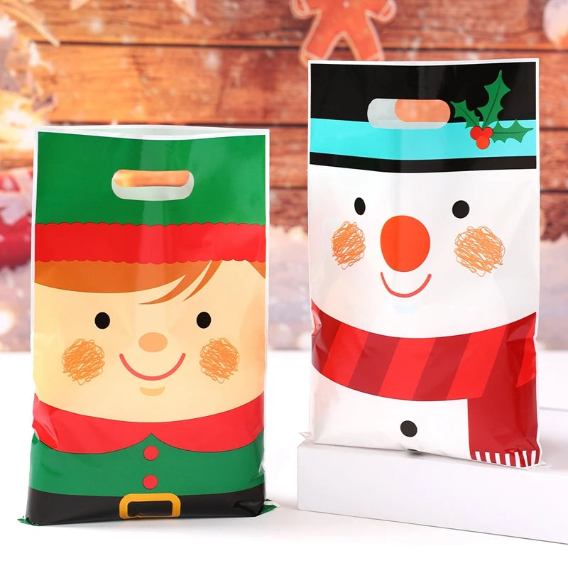 10/25/50pcs Christmas Gift Bags Christmas Party Decoration 2025 Xmas Santa Claus Cute Hand Bags Navidad Natal New Year Gift 2026