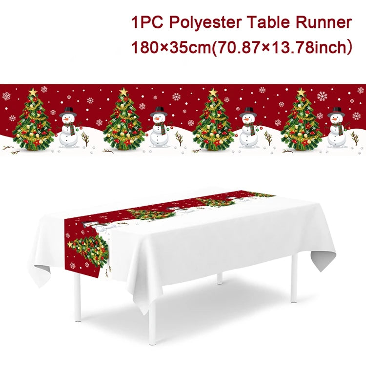Christmas Table Runner Merry Christmas Decoration for Home Table 2024 Xmas Ornament Navidad Notal Noel Happy New Year Gifts 2025