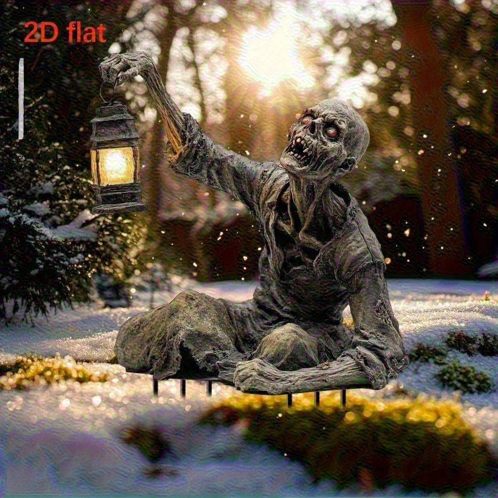 Halloween Lantern Terror Zombie Ornament Spooky 2D Acrylic Garden Ground Plug Ornament Home Outdoor Garden DIY Decoration Gift