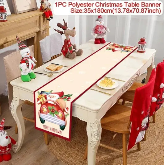 Christmas Table Runner Merry Christmas Decoration for Home Table 2024 Xmas Ornament Navidad Notal Noel Happy New Year Gifts 2025