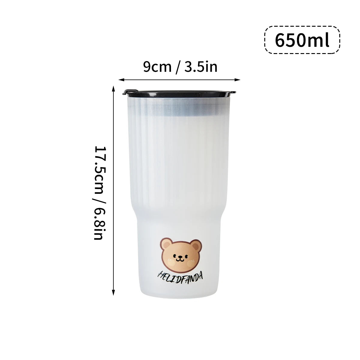 WORTHBUY Cute Bear Plastic Water Cup Large Capacity Water Bottle Travel Leak-proof Tumbler With Lid Portable Milk Coffee Cups