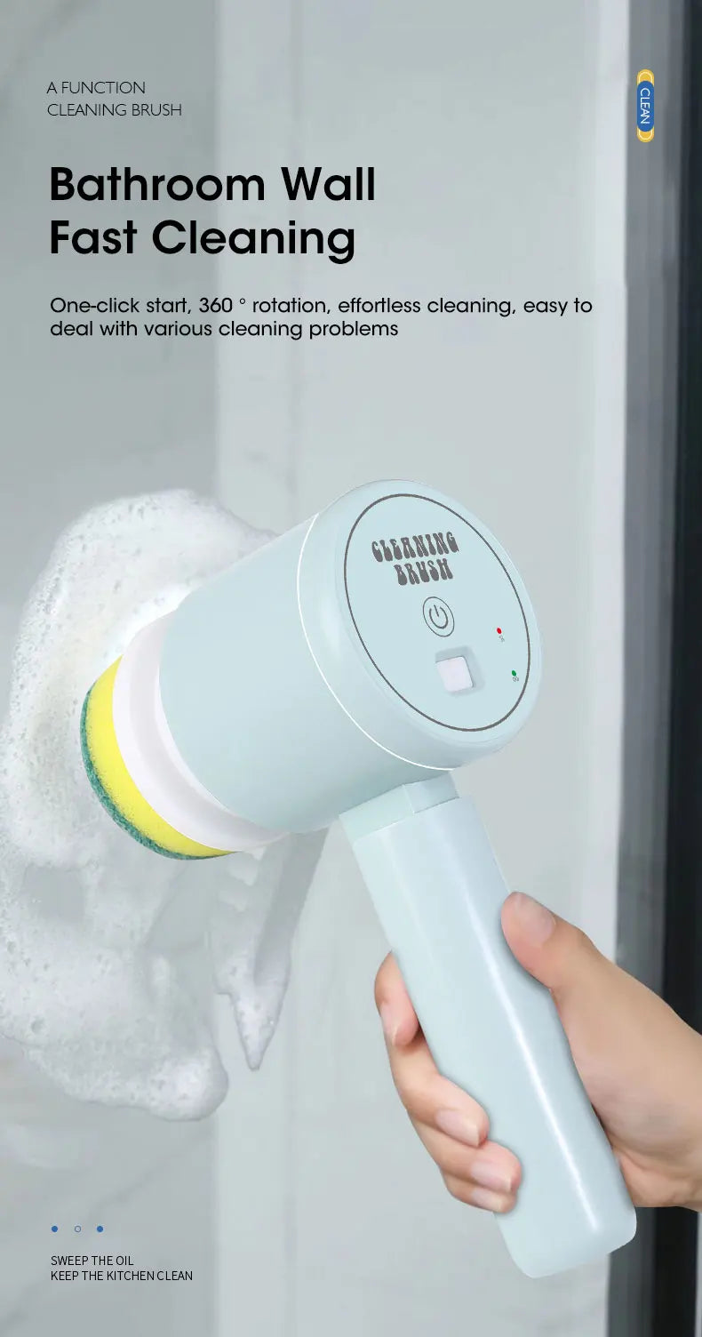 Electric Spin Scrubber, Bathroom Cordless Cleaning Brush Power Scrubber with 5 Replaceable Brush Heads, Electric Cleaning Brush