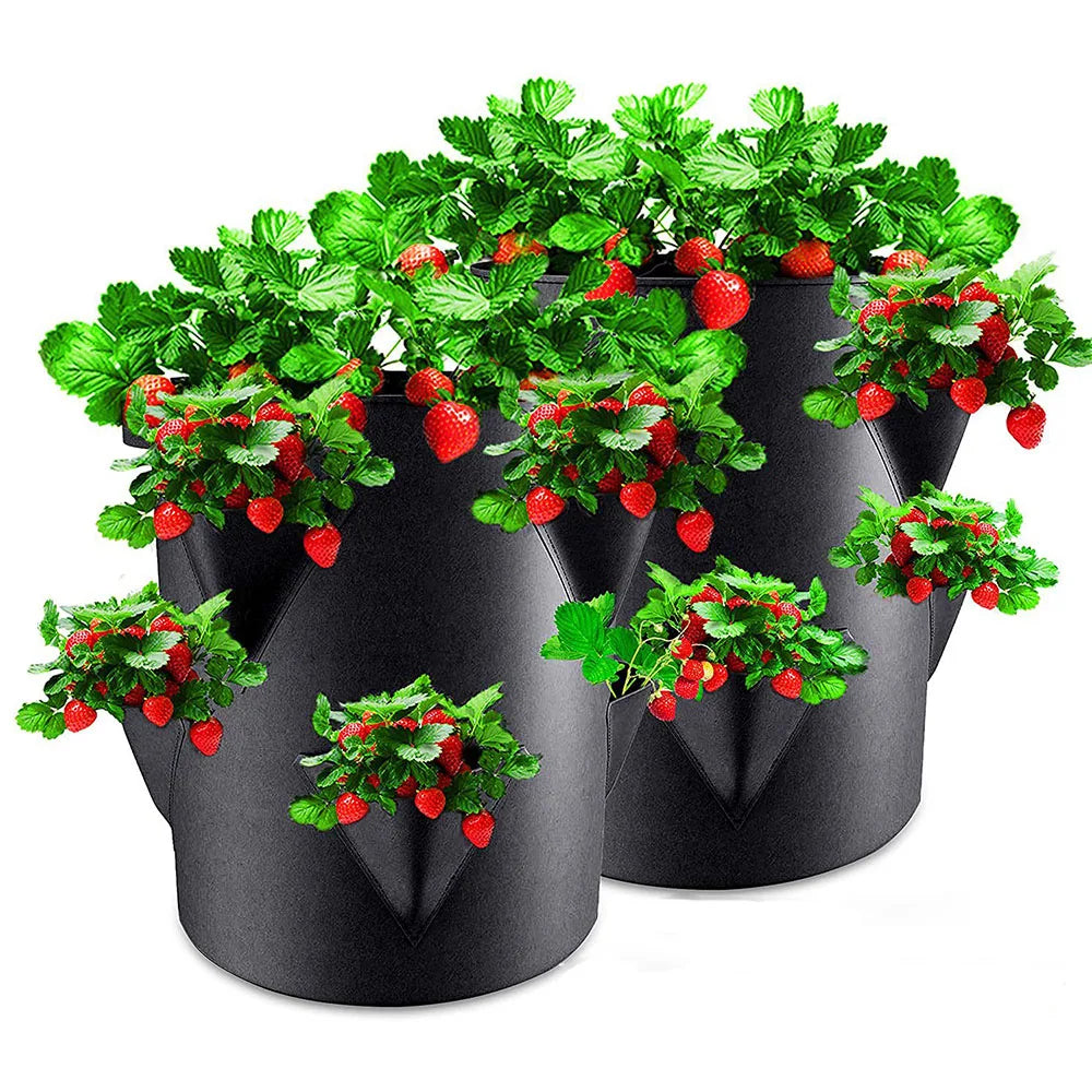 Spring Strawberry Growing Bag Vegetable Planting Bag Grow Pot Plant 5/7/10Gal Grow Bag Garden Terrace Multi-mouth Container Bags
