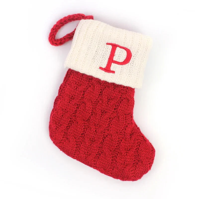 Christmas Boots Letters Christmas Stocking New Knitting Christmas Tree Pendant Decorations SnowflakeChristmas Socks