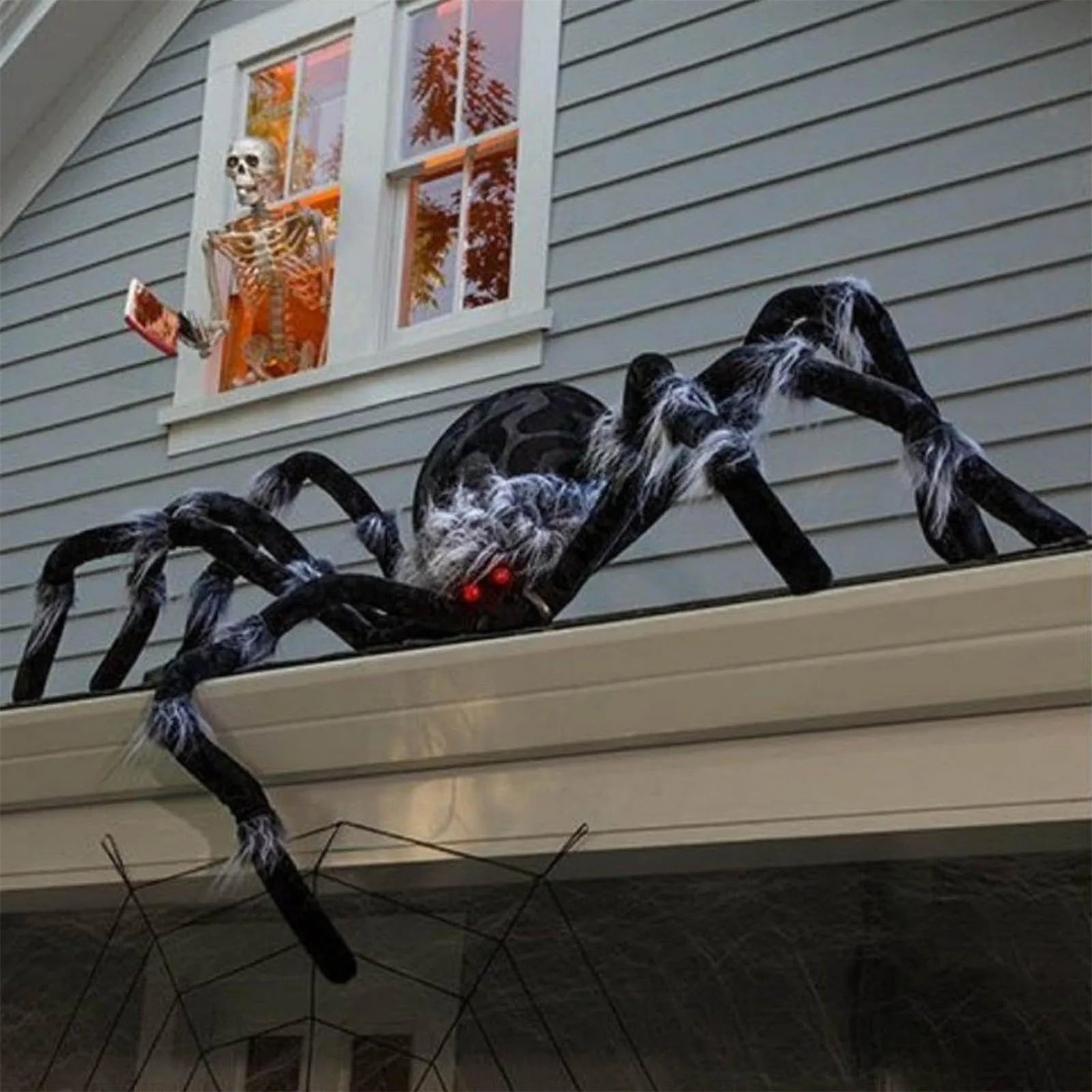 Halloween Spider Decoration Outdoor Black Soft Hairy Scary Spider Realistic Large Spider Props for Home Yard Party Decoration