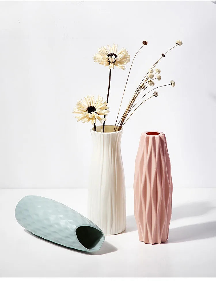 Nordic Plastic Vase Simple Small Fresh Flower Pot Storage Bottle For Flowers Living Room Modern Home Decorations Ornaments