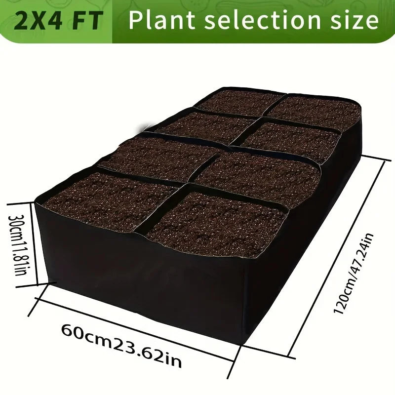 Garden Bed, 128 Gallon 8 Grids Plant Grow Bags, 3x6FT Breathable Planter Raised Beds For Growing Vegetables Potatoes Flowers