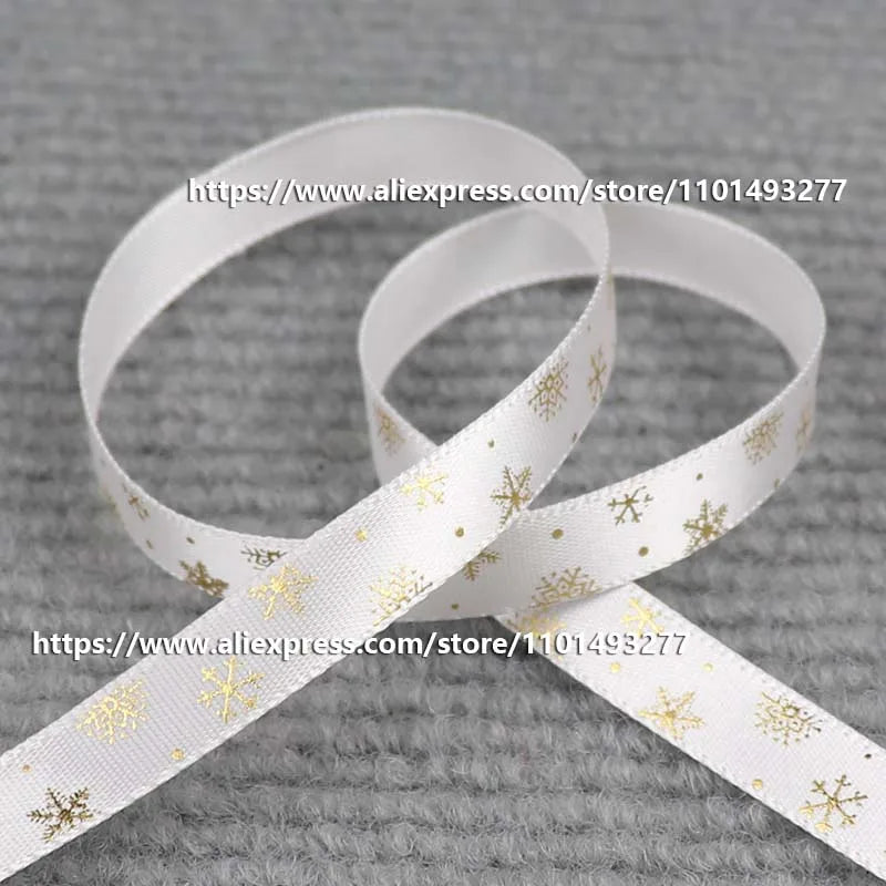 5 Yards/20 Yards 10MM Christmas Ribbon Printed Polyester Grosgrain Ribbons For Decor Gift Wrapping Hair Bows Ribbon For Crafts