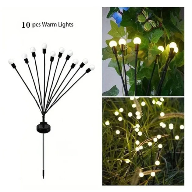 Solar LED Lights Garden Firework Warm Lights Outdoor 6/8 LEDs Waterproof Firefly Lawn Lamps Patio Pathway Decoration