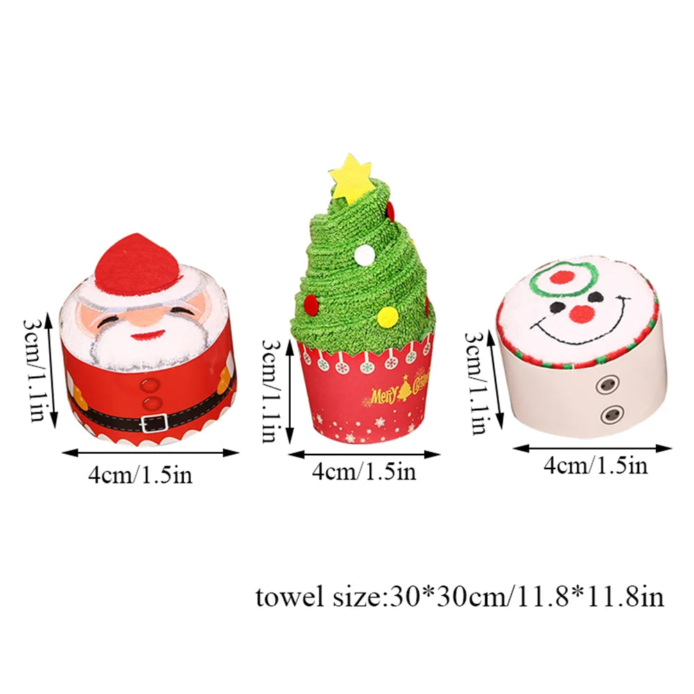 Christmas Cake Shape Towel Snowman Dinner Decor New Year 2023 Embroidered Towel For Home Christmas Tree Towels Children'S Gifts