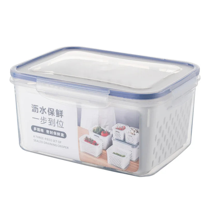 Fruit Storage Containers for Fridge with Removable Colander, Airtight Food Storage Container, Dishwasher Safe Produce Saver