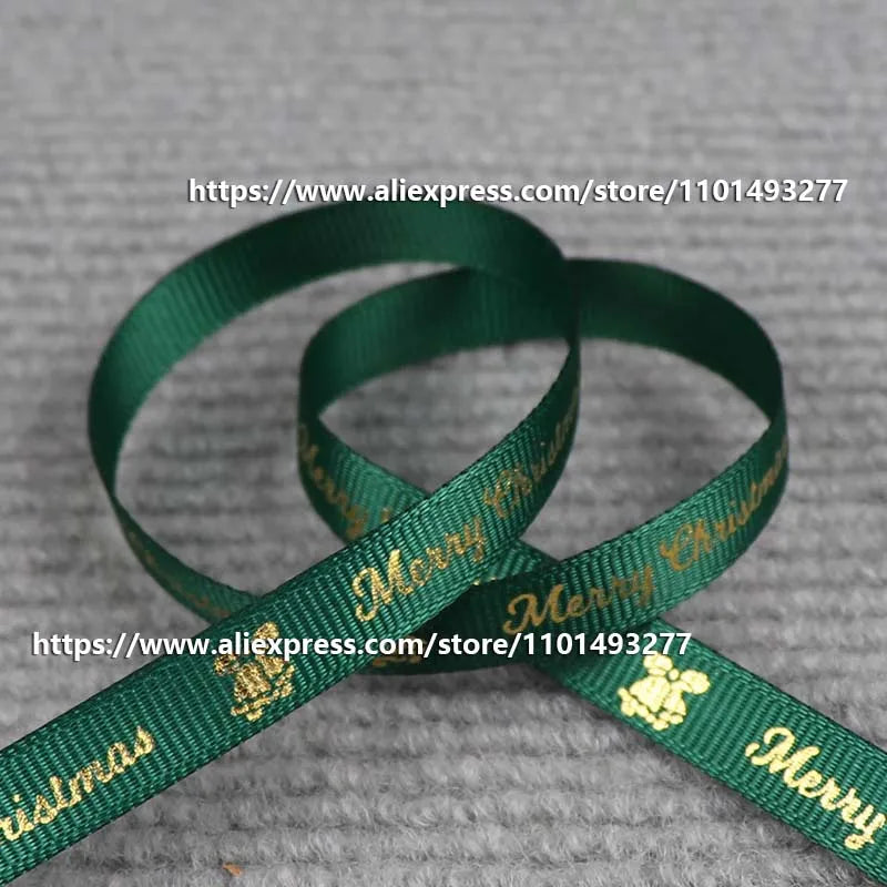 5 Yards/20 Yards 10MM Christmas Ribbon Printed Polyester Grosgrain Ribbons For Decor Gift Wrapping Hair Bows Ribbon For Crafts