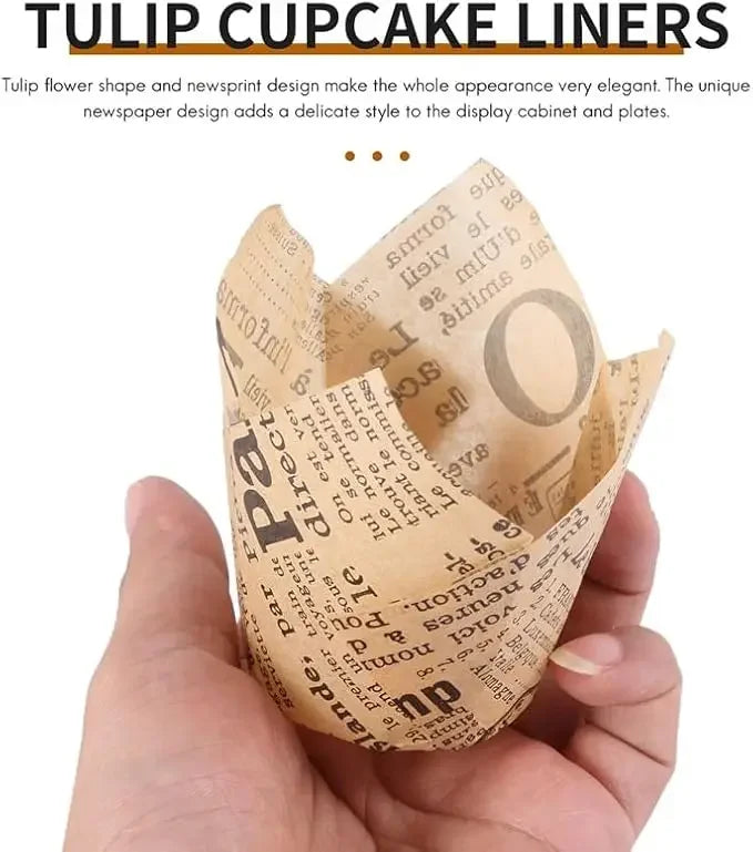 50pcs Newspaper Style Baking Cup Cupcake Liner Cupcake Wrapper Molde Cupcake Paper Cups Bakeware Tool for Wedding Birthday Party