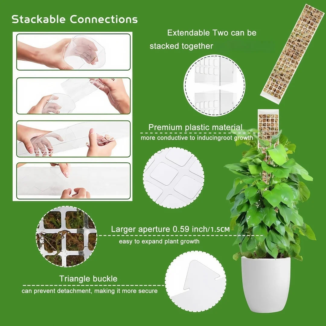 Plastic Moss Pole for Plants Monstera,24in/36in/48 inch Plant Poles for Climbing Plants Indoor Plant Support Garden Growth Stake