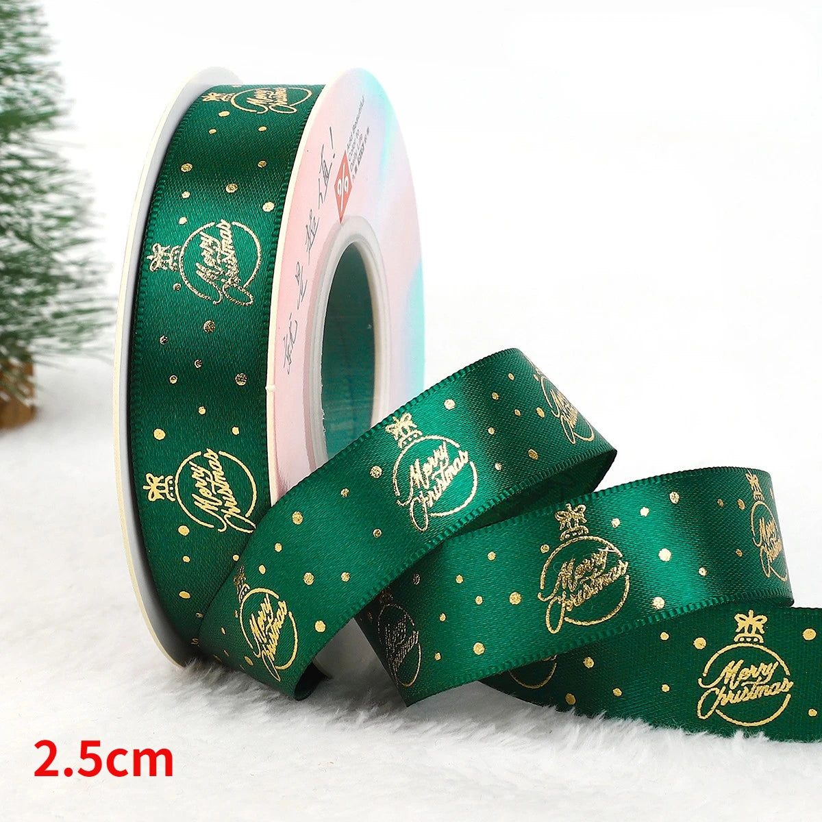 5yards Christmas Ribbon Printed Christmas Polyester Ribbon For Handmade Design Christma Decoration DIY Cake Bouquet Gift Packing