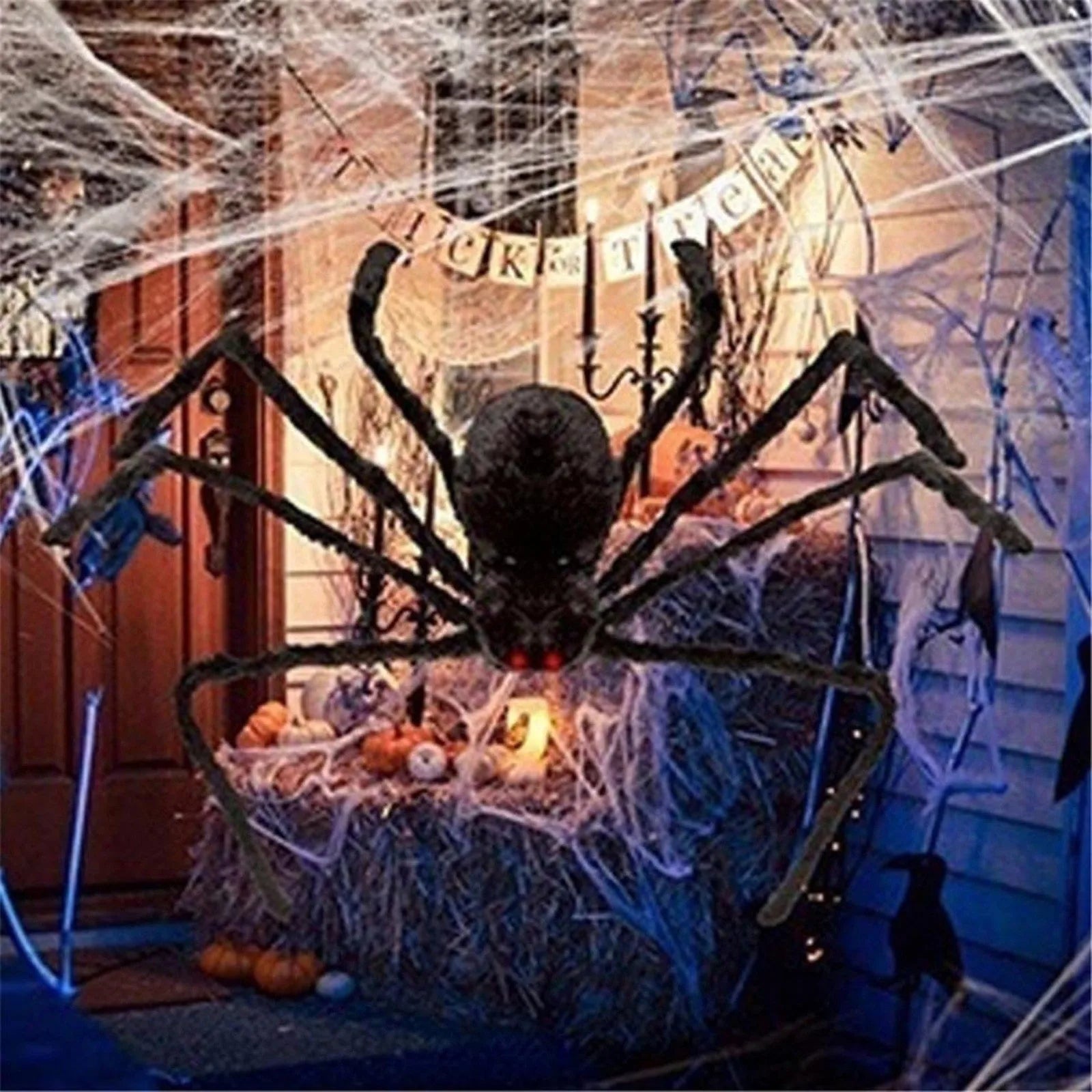 Halloween Spider Decoration Outdoor Black Soft Hairy Scary Spider Realistic Large Spider Props for Home Yard Party Decoration