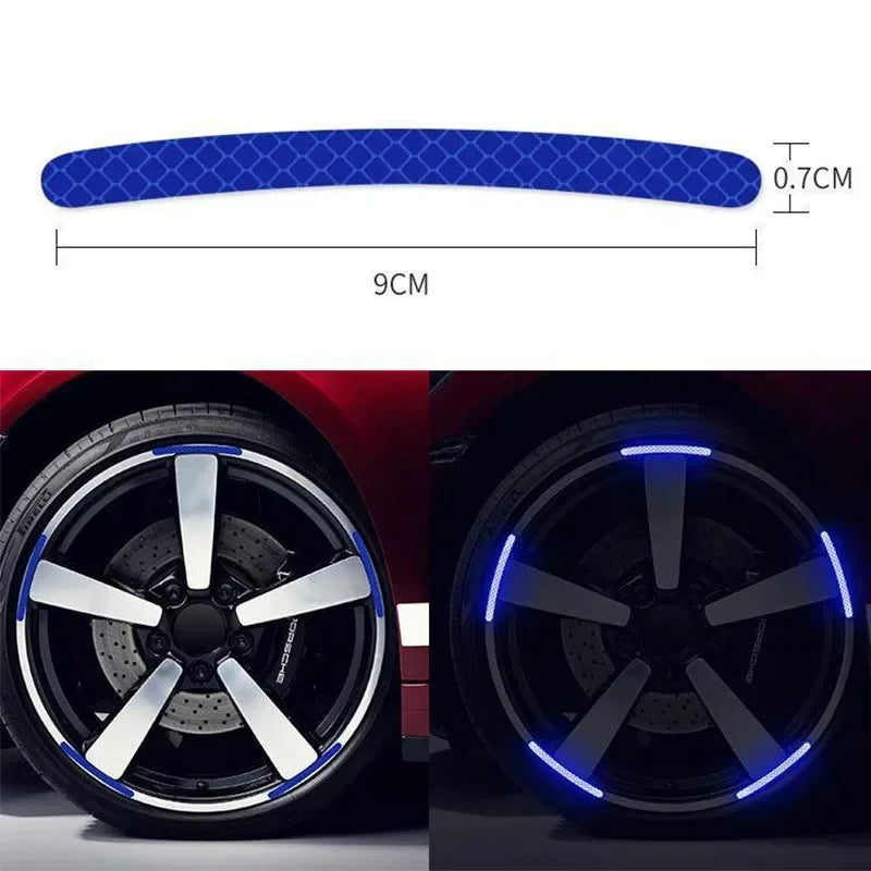 Car Wheel Hub Reflective Stripes Sticker Driving Safety Tire Decor Warning Sticker Warning Reflective Tape Car Accessories