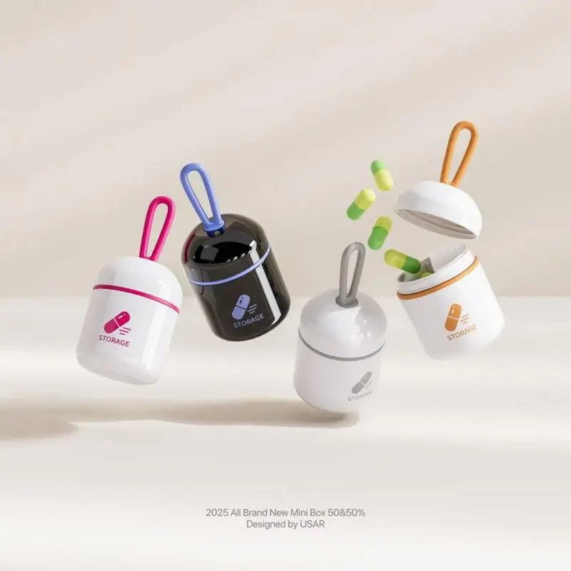 Mini Portable Pill Box Health Travel Supply Moisture Proof Daily Medicine Dispensing Two-compartment Medicine Box Storage Box