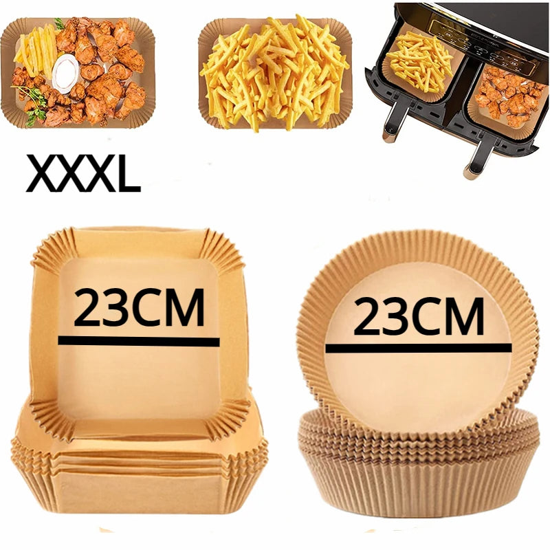 23CM Air Fryer Disposable Baking Paper Liner Non-Stick Mat Steamer Square Round Parchment for Microwave Oven Kitchen Cookers