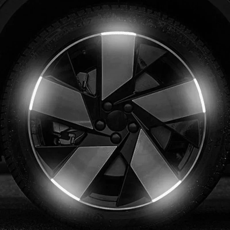 Car Wheel Hub Reflective Stripes Sticker Driving Safety Tire Decor Warning Sticker Warning Reflective Tape Car Accessories