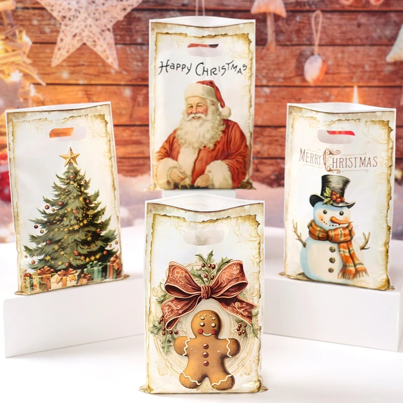 10/25/50pcs Christmas Gift Bags Christmas Party Decoration 2025 Xmas Santa Claus Cute Hand Bags Navidad Natal New Year Gift 2026