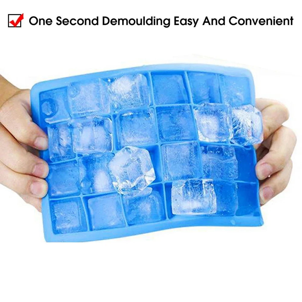 24 Hole Silicone Ice Cube Tray with Lid Non Toxic Big Square Ice Maker for Cocktails Party Drinks Puree Cheese Jelly Mold