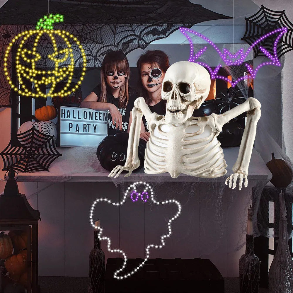 Halloween Decorations Glowing Skull Skeleton Human Head Haunted House Outdoor Yard Horror Props Holiday Scarry Home Supplies