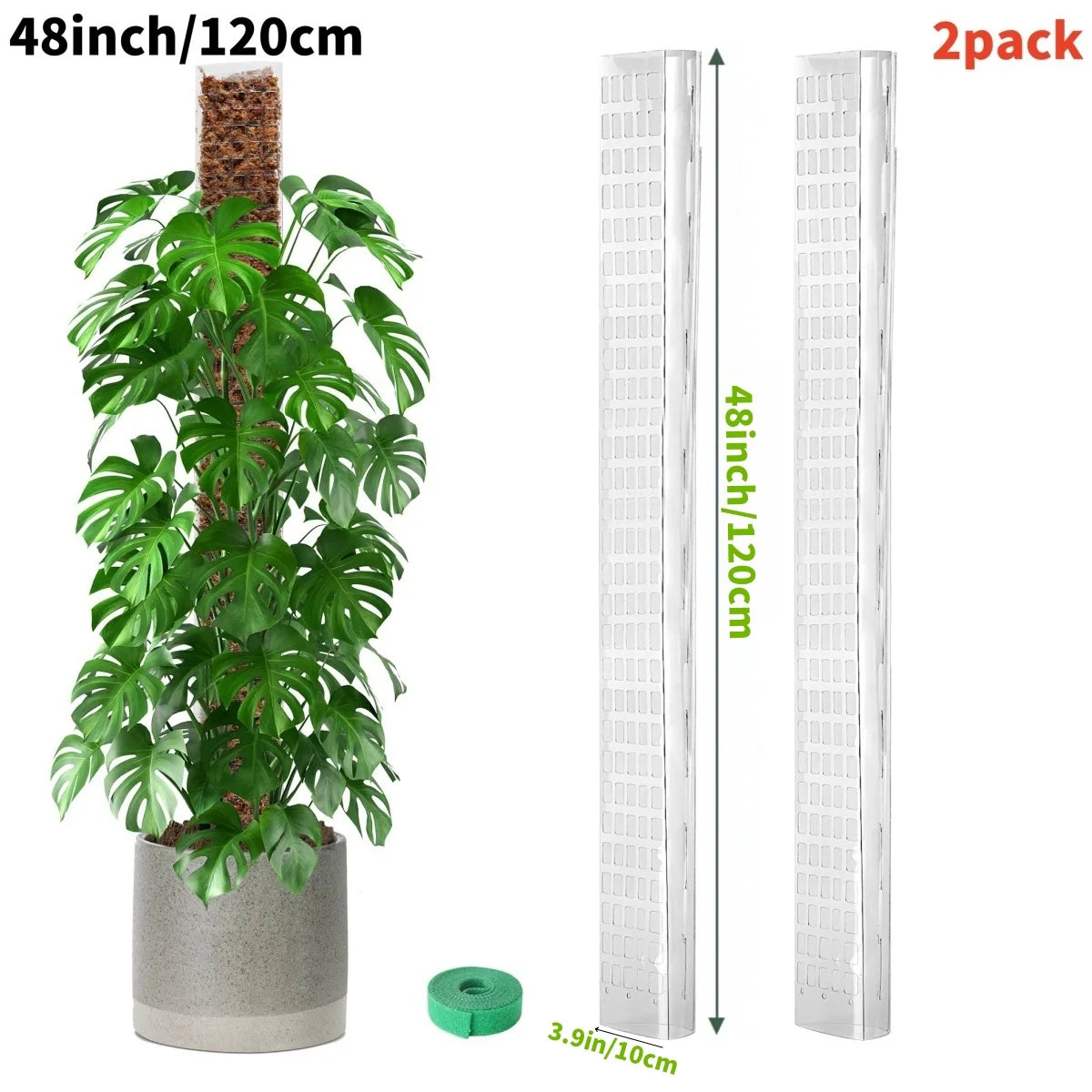 Plastic Moss Pole for Plants Monstera,24in/36in/48 inch Plant Poles for Climbing Plants Indoor Plant Support Garden Growth Stake