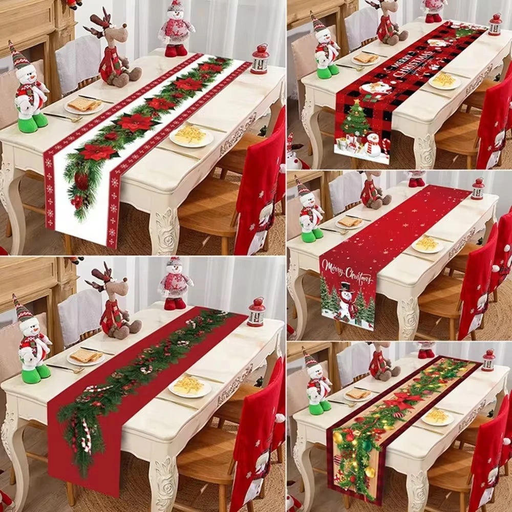Christmas Table Runner Merry Christmas Decoration for Home Table 2024 Xmas Ornament Navidad Notal Noel Happy New Year Gifts 2025