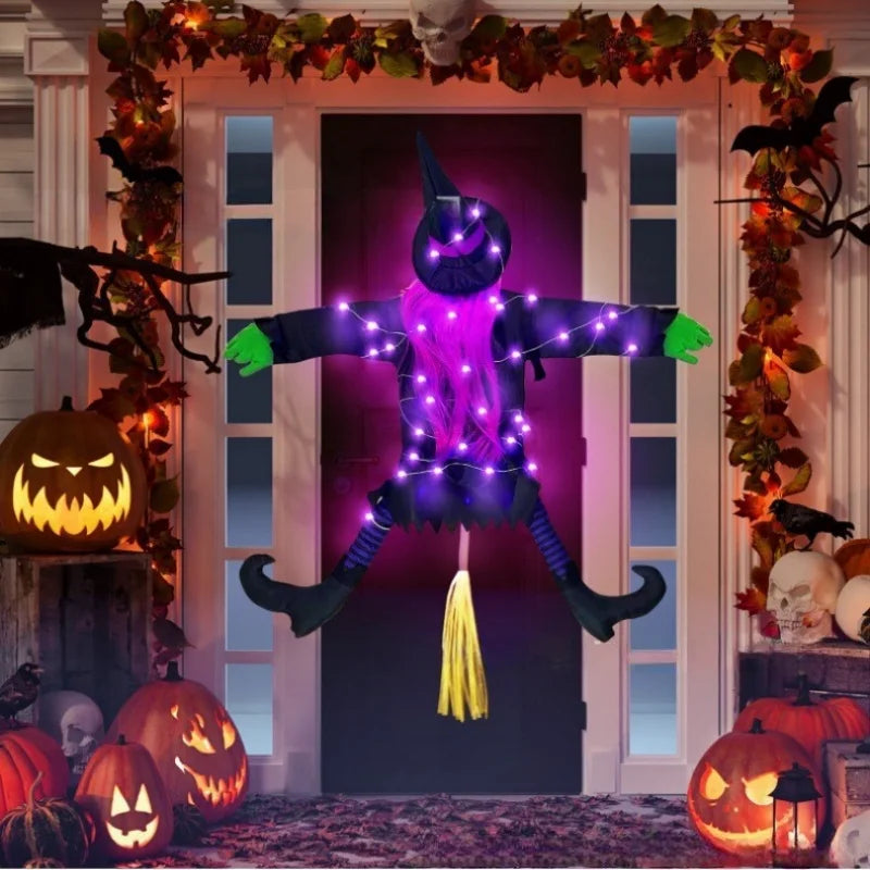 Halloween Witch Crashing Into Tree Decoration 2025 - Animated Witch Doll for Outdoor Yard, Porch & Door Spooky Decor