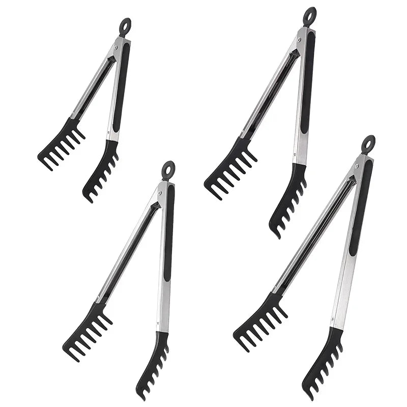 Stainless Steel Noodle Tongs Non-slip Handle Heat-resistant Chuck Easy To Store Multi-functional Food Tongs