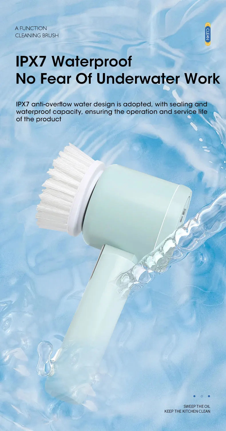 Electric Spin Scrubber, Bathroom Cordless Cleaning Brush Power Scrubber with 5 Replaceable Brush Heads, Electric Cleaning Brush