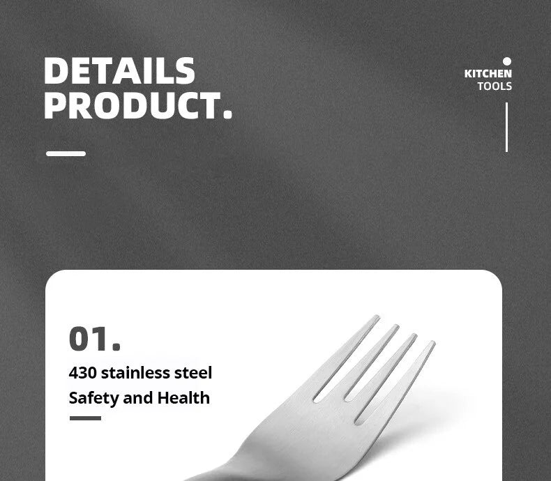 2 In 1 Multi-Purpose Portable Watermelon Slicer Cutter Knife Stainless Steel Kitchen Fruit Cutting Fork