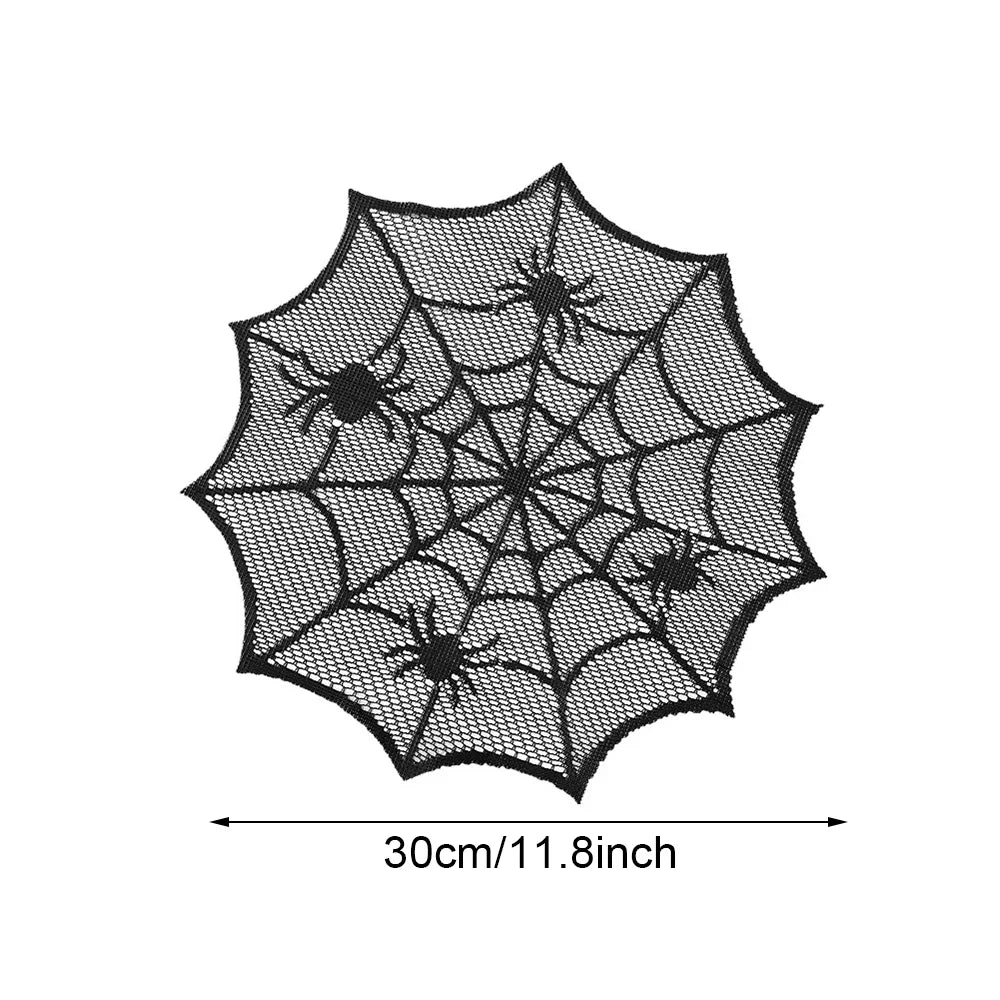 Runtow 1pc Halloween Spider Web Placemats ,Heat Insulation Halloween Placemats ,Spider Web Table Mats for Halloween Table Decor