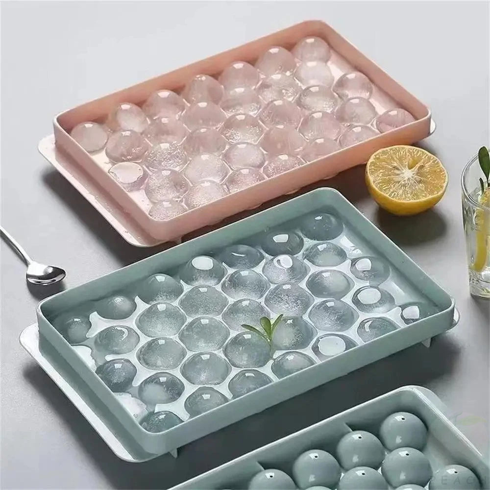 3D Round Ice Cube Tray With Lid Ice Ball Creative Homemade Ice Compartment Ice Cube Model 33 Compartment Ice Ball Box Ice Cream