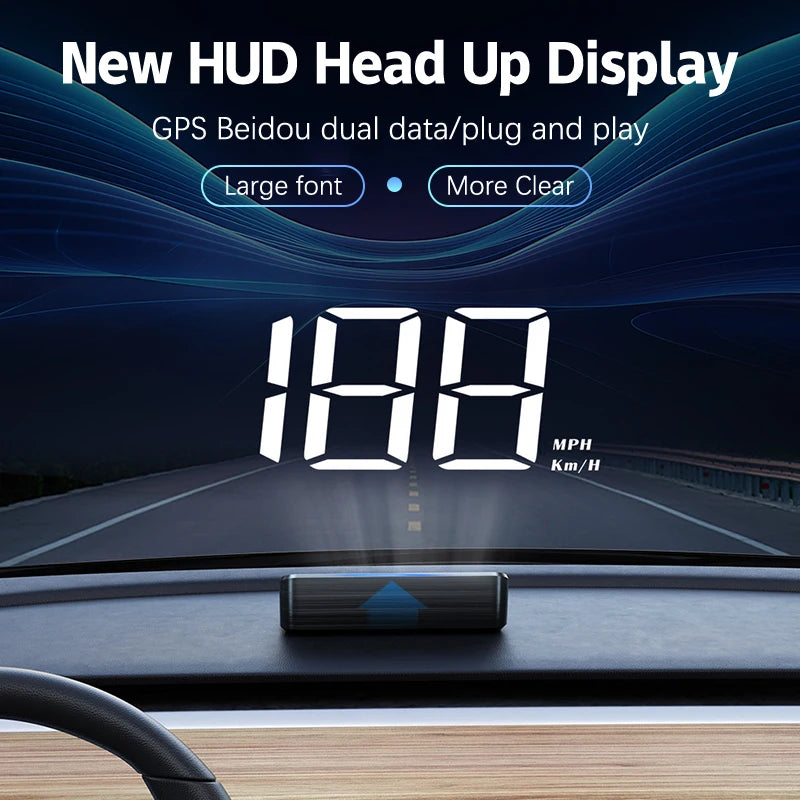Car Speedometer KM/H HUD GPS Head Up Display Digital Speed Meter Windshield Projector For Vehicles Auto Electronics Accessories