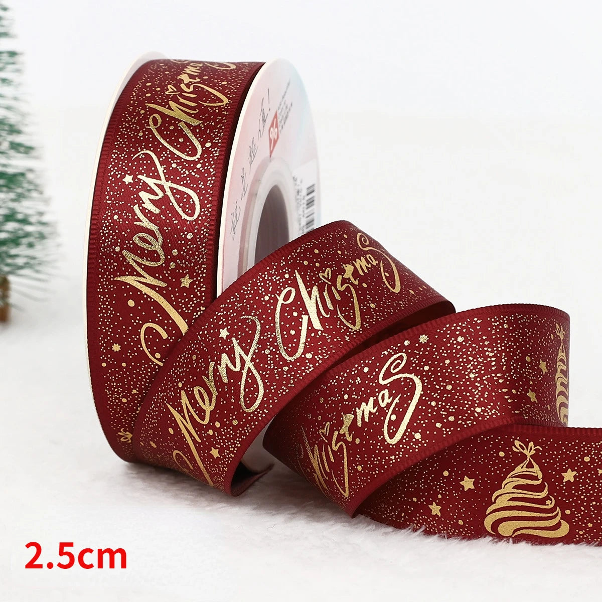 5yards Christmas Ribbon Printed Christmas Polyester Ribbon For Handmade Design Christma Decoration DIY Cake Bouquet Gift Packing
