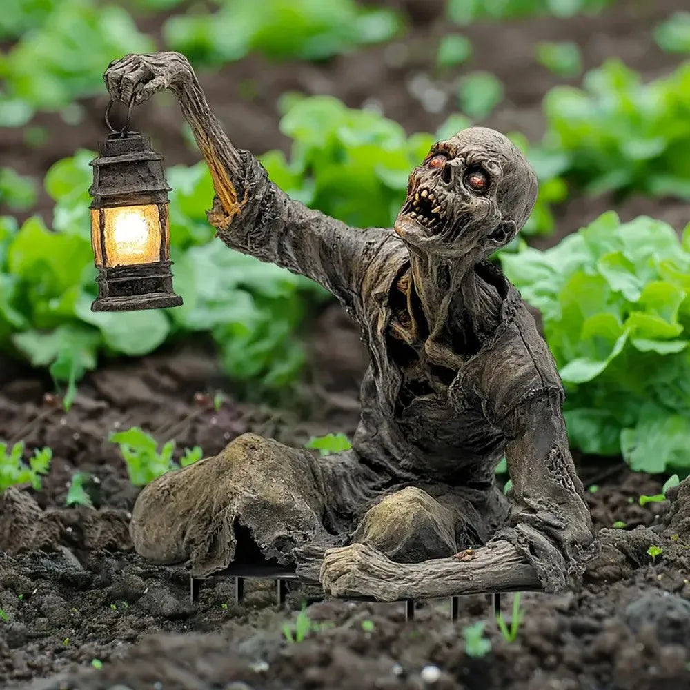 Halloween Lantern Terror Zombie Ornament Spooky 2D Acrylic Garden Ground Plug Ornament Home Outdoor Garden DIY Decoration Gift