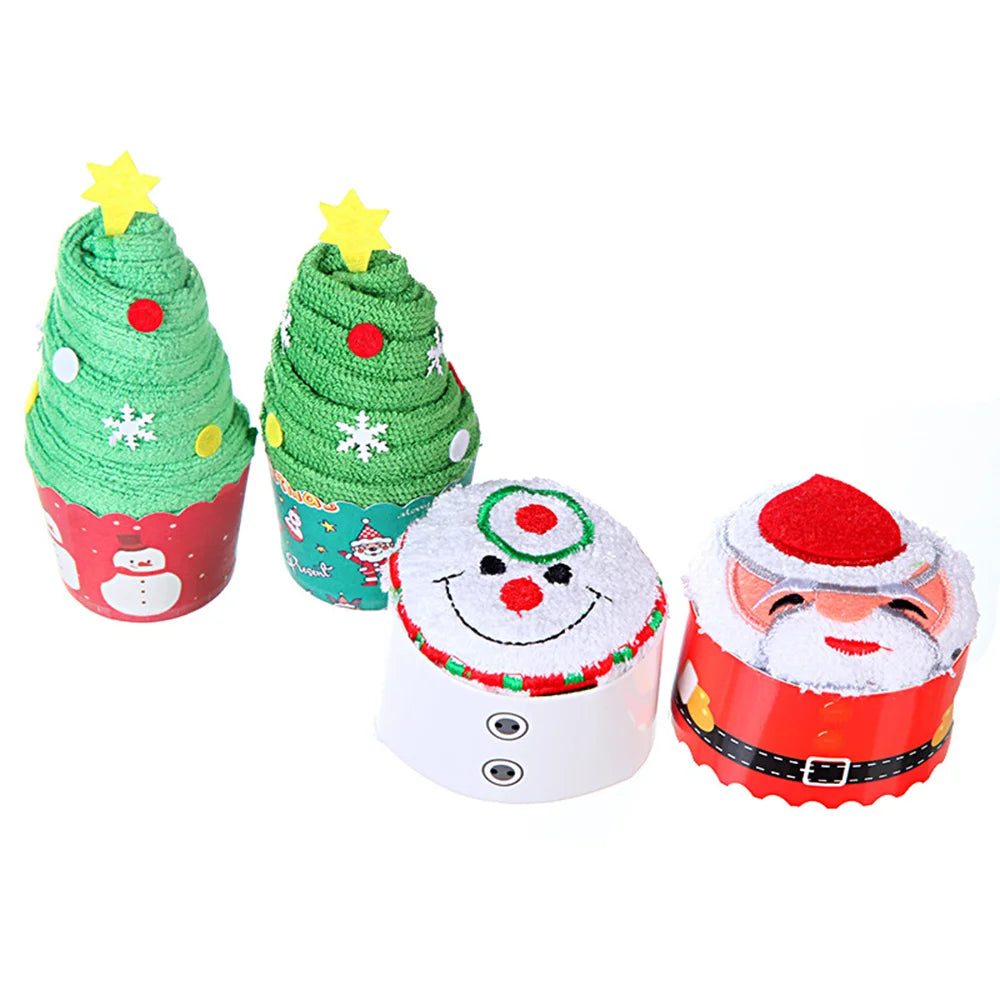Christmas Cake Shape Towel Snowman Dinner Decor New Year 2023 Embroidered Towel For Home Christmas Tree Towels Children'S Gifts