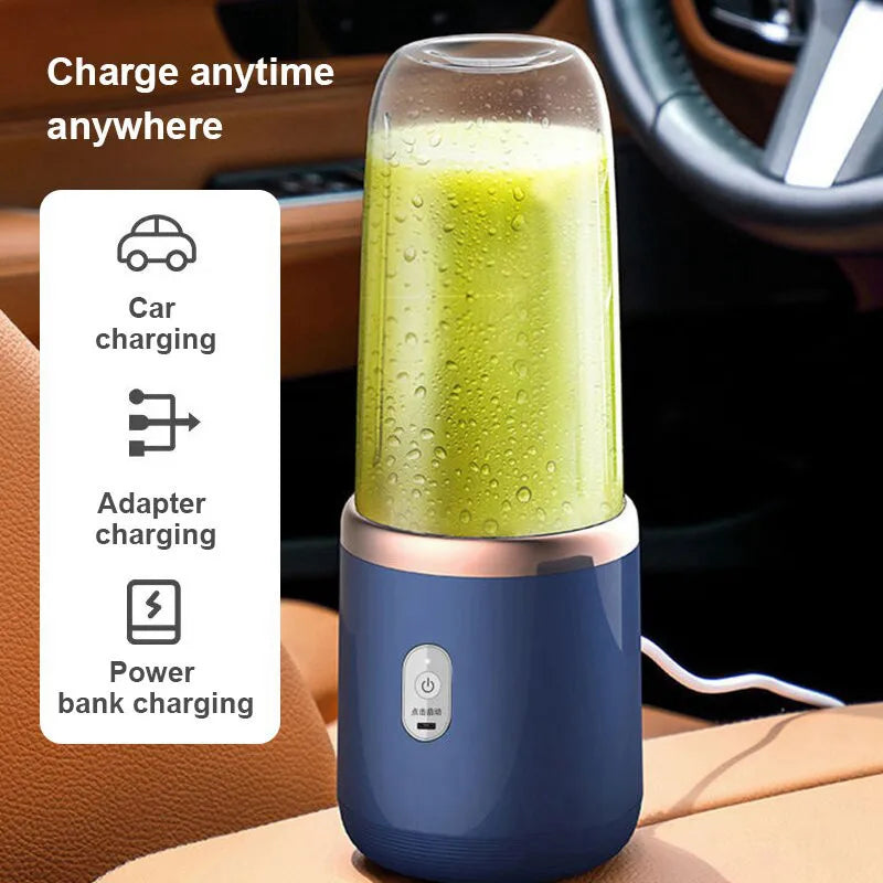 Electric Juicer 6 Blades USB Smoothie Blender Portable Wireless Mini Charging Fruit Squeezer Ice Crush Cup Kitchen Tool