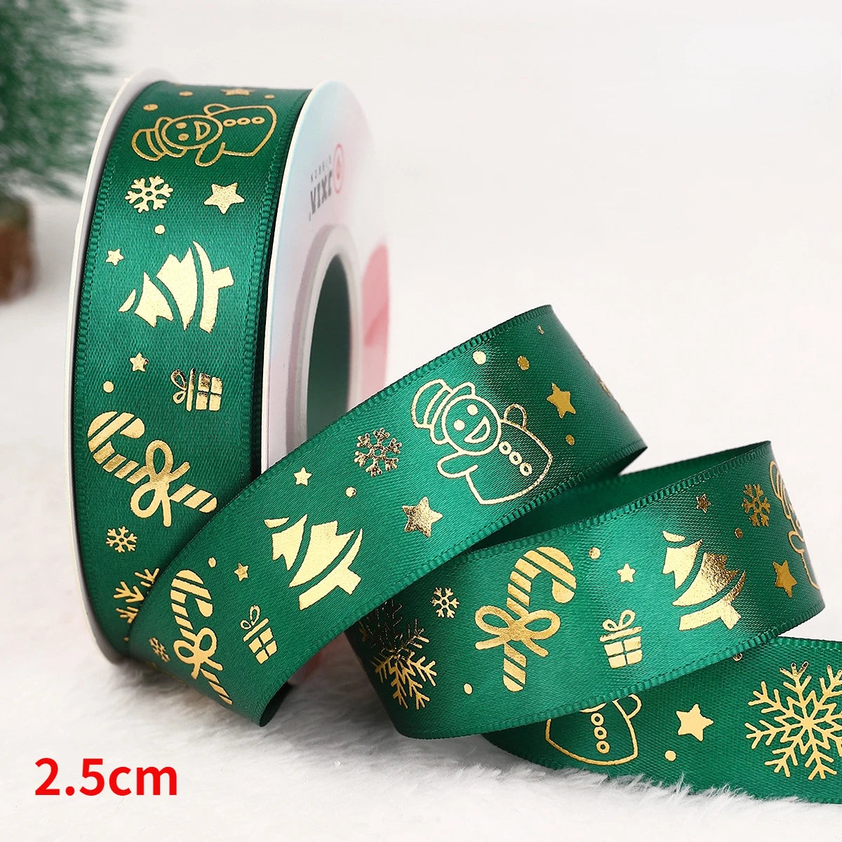 5yards Christmas Ribbon Printed Christmas Polyester Ribbon For Handmade Design Christma Decoration DIY Cake Bouquet Gift Packing