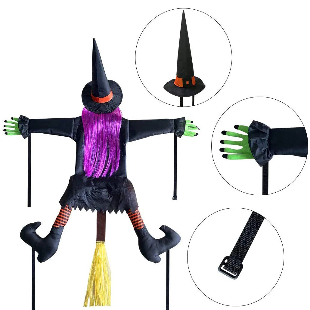 Halloween Witch Crashing Into Tree Decoration 2025 - Animated Witch Doll for Outdoor Yard, Porch & Door Spooky Decor