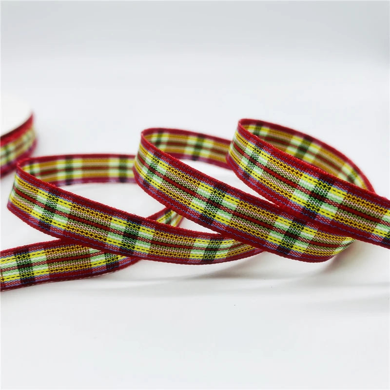 5yards/Lot 10mm Plaid Ribbon Christmas Decor Ribbon For Handmade Design Christmas Decoration DIY Gift Wrapping