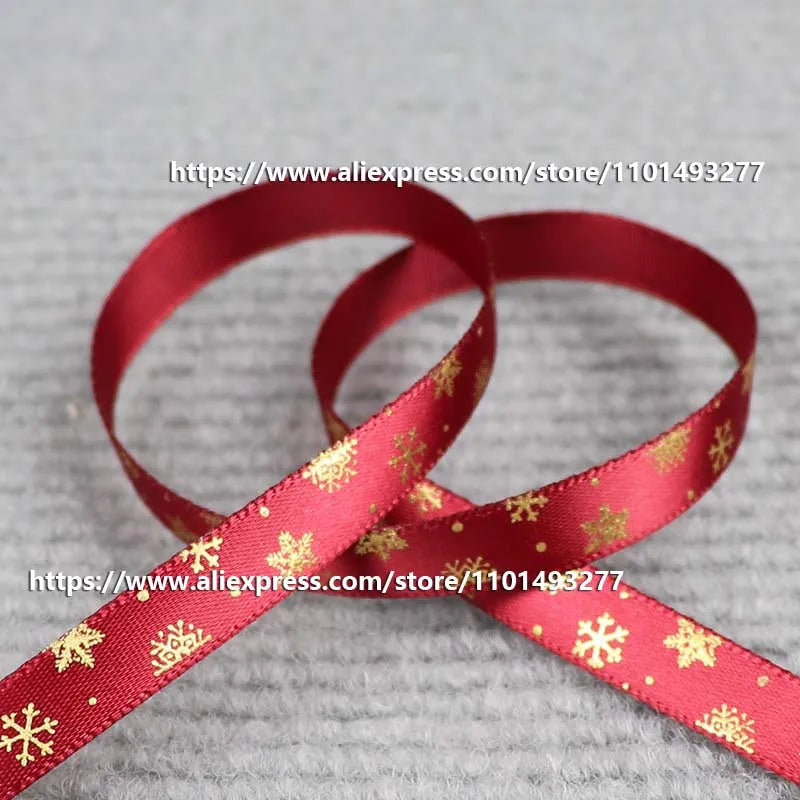 5 Yards/20 Yards 10MM Christmas Ribbon Printed Polyester Grosgrain Ribbons For Decor Gift Wrapping Hair Bows Ribbon For Crafts
