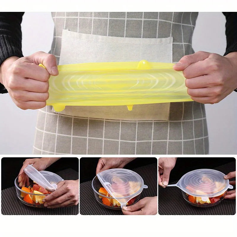 Silicone Elastic Cover - Reusable Food Cover for Bowls, Pans and Pots - Microwave and Refrigerator Safe