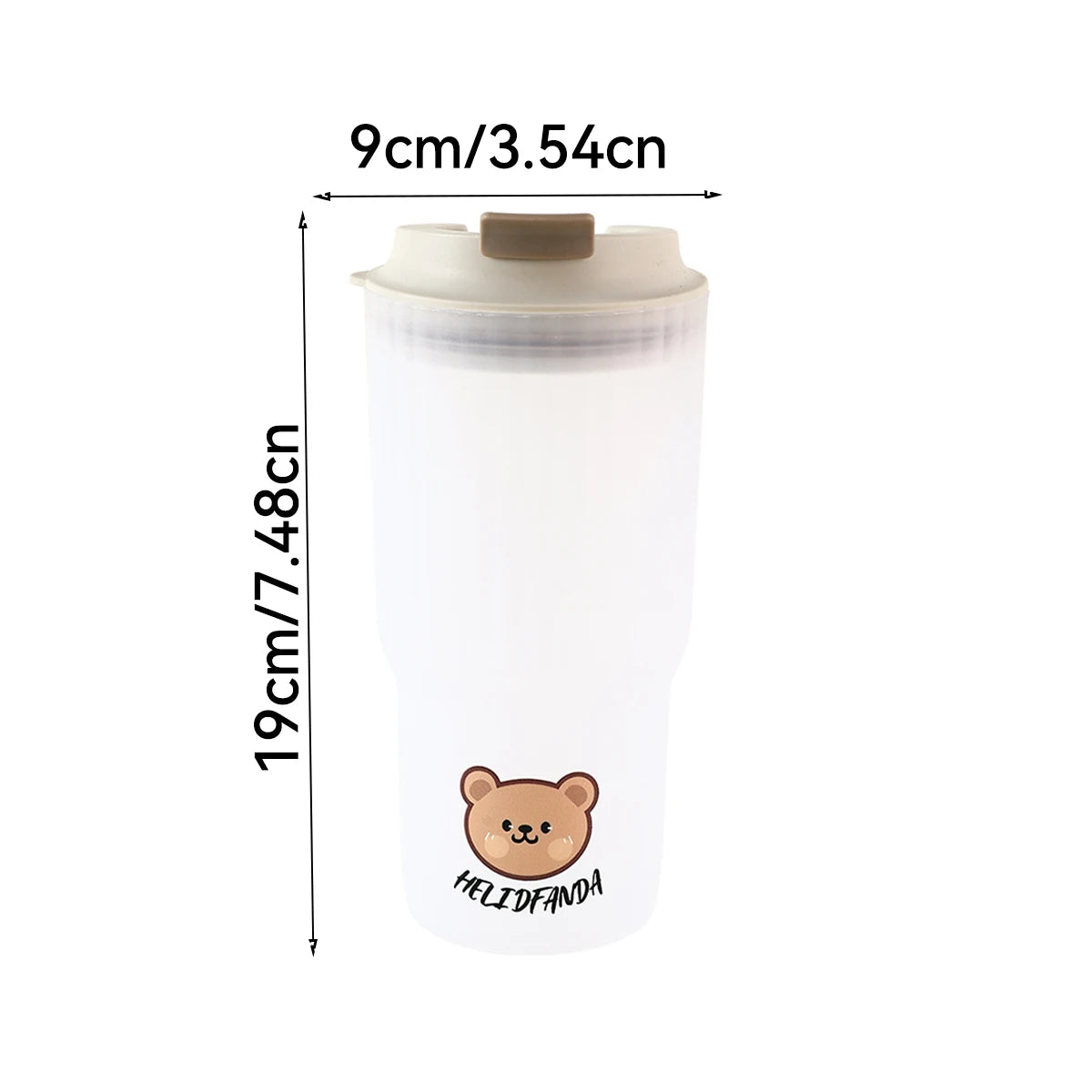 WORTHBUY Cute Bear Plastic Water Cup Large Capacity Water Bottle Travel Leak-proof Tumbler With Lid Portable Milk Coffee Cups