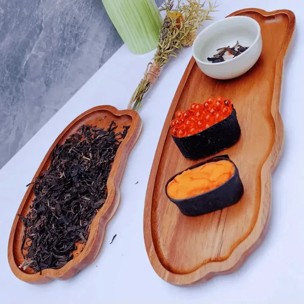 Japanese-style wooden coffee trays, fruit trays, desserts, candies, bread, snacks, cakes, food, table trays