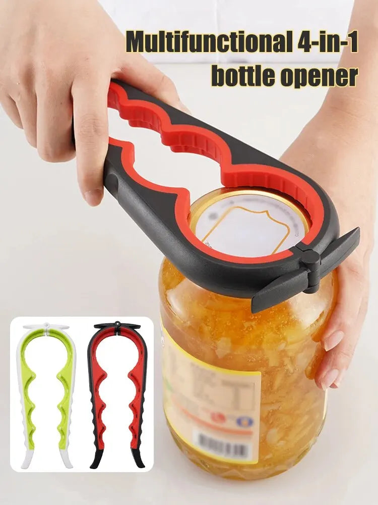 Can Opener Multi Functional Four In One Beverage Bottle Opener Cap Twister Four Position Can Opener Anti Slip Cap Twister