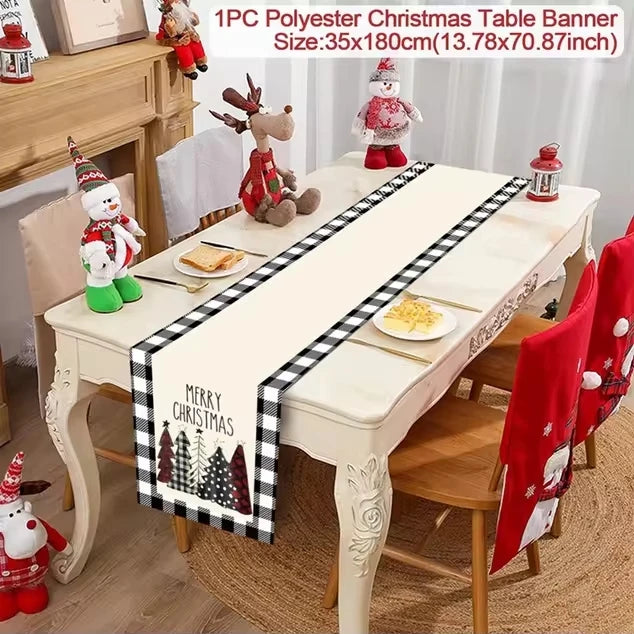 Christmas Table Runner Merry Christmas Decoration for Home Table 2024 Xmas Ornament Navidad Notal Noel Happy New Year Gifts 2025